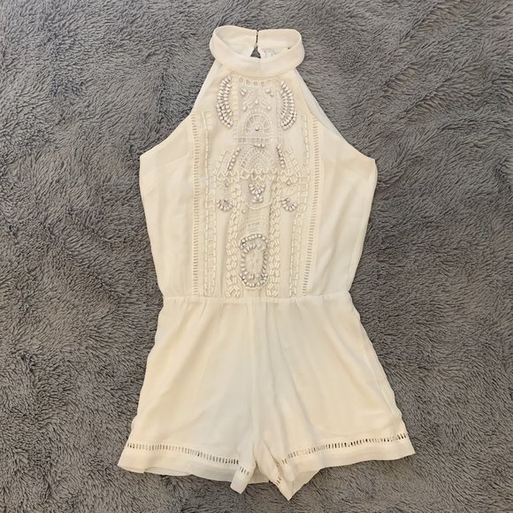 White beaded romper Clearance